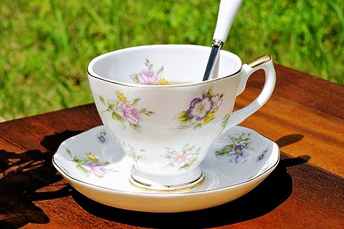 Pfedxoon Bone China Coffee Cup with Saucer & Spoon Set - 6.8oz Tea & Espresso Cups