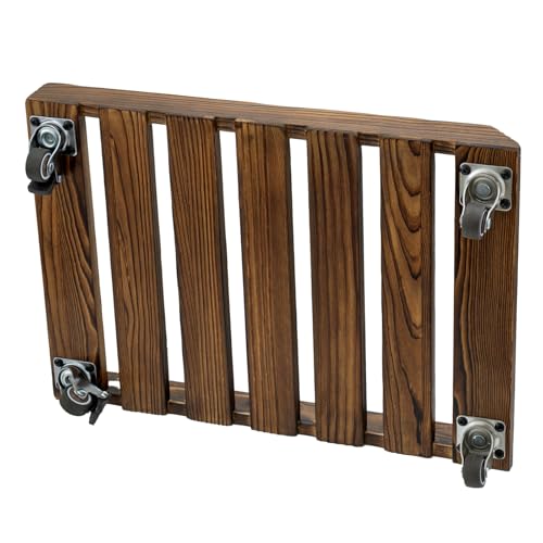 Rustic Solid Wood CPU Tower Stand with Rolling Lockable Caster Wheels