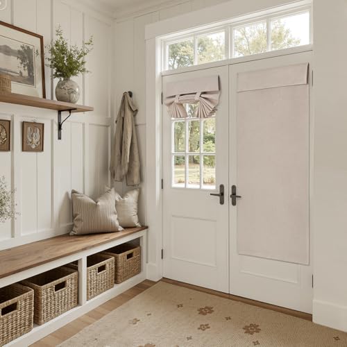 100% Blackout French Door Curtain (26x68 Inch) - Thermal Linen Panel