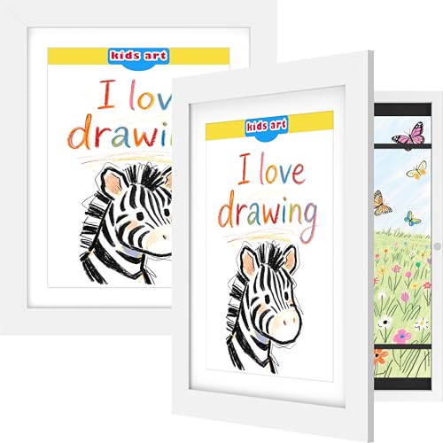 2-Pack 10x12.5 White Kids Art Frames with Magnetic Front-Opening Door