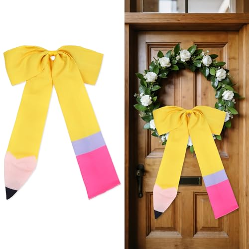 Back to School Wreath Bows - 2 Large Pencil Theme Indoor Outdoor Decorations