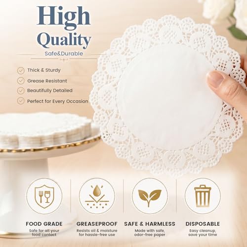 108-Piece Round Paper Doilies Set, Assorted Sizes 6.5, 8.5, and 10.5 Inch