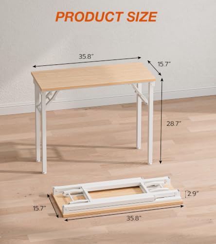 36-inch Foldable Desk, No Assembly Compact Computer Table for Small Spaces