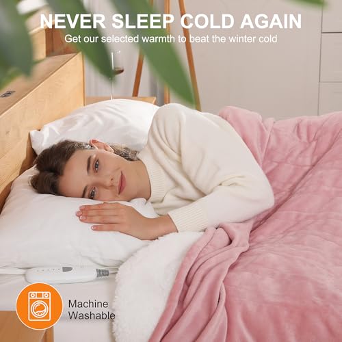 Molatink Blush Pink Heated Throw Blanket 50x60 inches Ultra Warm & Soft