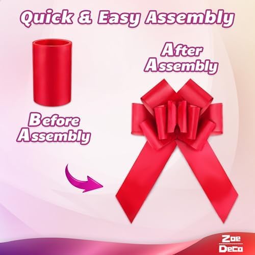 Zoe Deco - Giant Red Car Bow - 23 Inch | Perfect for Birthdays, Christmas, Weddings & Surprises