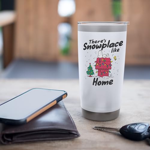 Peanuts Snoopy & Woodstock Snowy Christmas Tumbler 20 oz Stainless Steel White