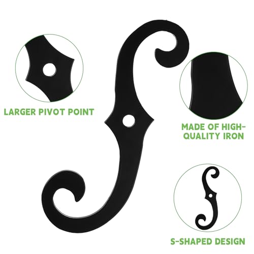 6.5-Inch Iron Shutter Dogs, S-Shaped Exterior Shutter Tiebacks, 6 Pack