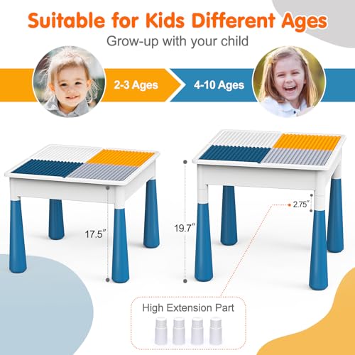 7-in-1 Kids Activity Table and Chair Set with 152-Piece Marble Run Blocks