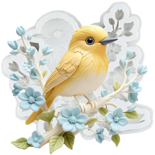 QDMOLDS Bird Flower Branch Silicone Fondant Mold – Style H