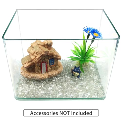 Transparent Sea Glass Stones, 1 lb Irregular Tumbled Glass Pebbles for Crafts