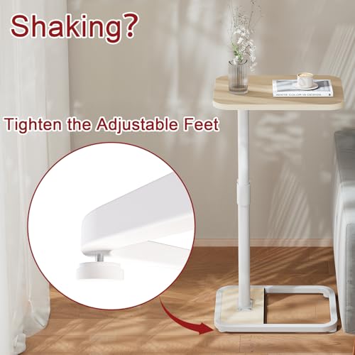 Adjustable C-Shaped Side Table with Swivel Tray for Couch and Bed