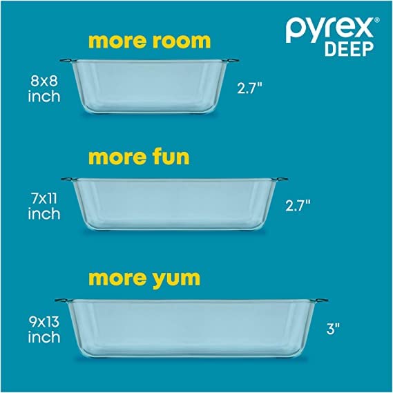 Deep Glass Baking Dish with Lid (9x13 Inch) - Casserole Bakeware Pan