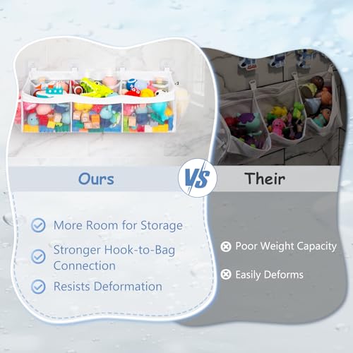 Extra Large Bath Toy Organizer (2 Pack) - Quick-Dry Mesh Bathtub Storage Net