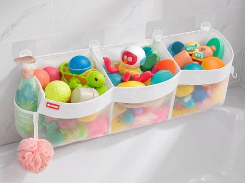 UNEEDE 3-Compartment Baby Bath Toy Storage Organizer - Quick Dry Mesh Caddy