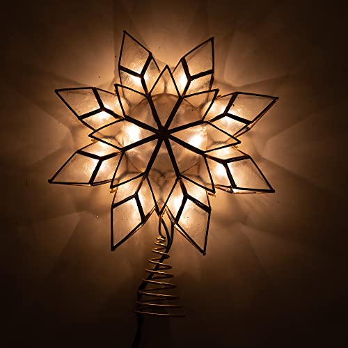 10-Light Pre-Lit Capiz Shell Star Christmas Tree Topper - 9.25 Inch