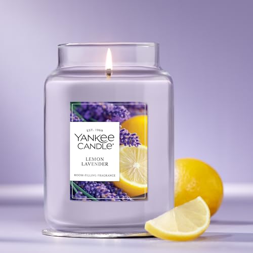 Lemon Lavender Scented Candle - 22 oz Large Glass Jar (150 Hour Burn)