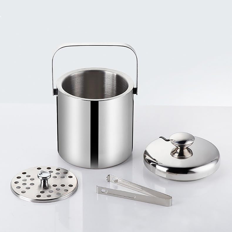 1.3L Double-Wall Stainless Steel Wine & Champagne Ice Bucket with Lid & Tongs