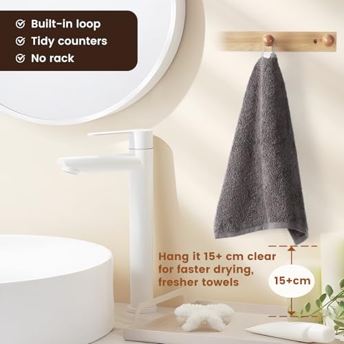 12-Pack Combed Cotton Washcloths with Hanging Loops - Charcoal Gray