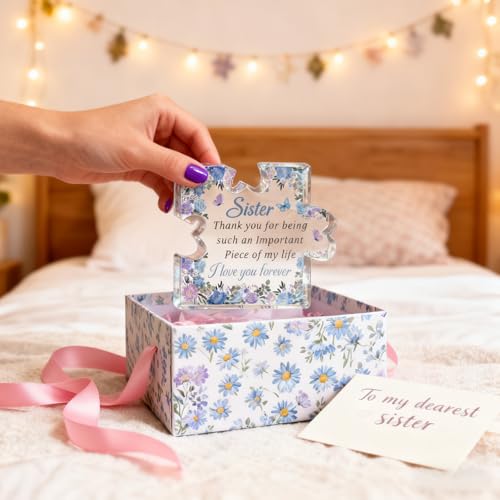 Sister Birthday Gift Acrylic Puzzle Plaque – Heartfelt Keepsake for Sisters