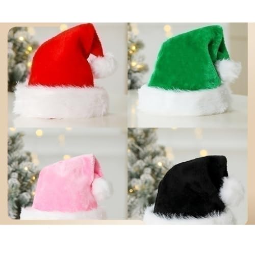 Blue Christmas Hats Plush Velvet Santa Hats for Adults & Kids - Holiday Party Supplies