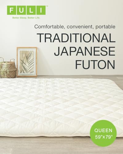 Japanese Futon Queen Size, Foldable Shikibuton Floor Bed, Cotton Sleeping Pad