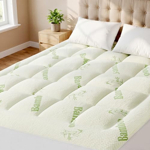Ultra Soft Bamboo Mattress Topper with Cooling Pillow Top