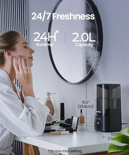 2.0L Cool Mist Ultrasonic Humidifier for Bedroom and Nursery, Black