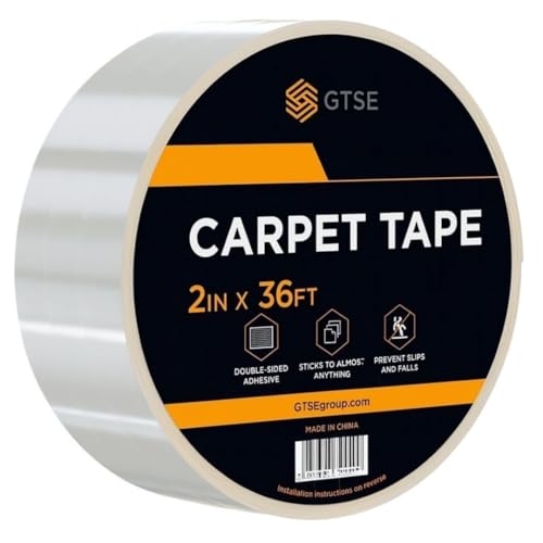 Heavy-Duty Double-Sided Carpet Tape, 2in x 36ft Rug Grip for Floors