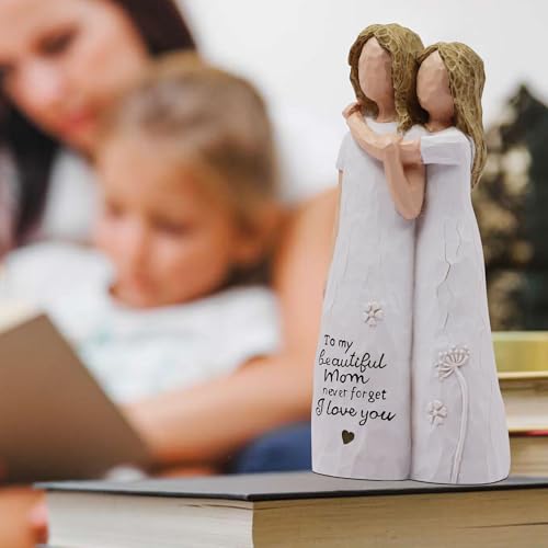 Mother Daughter Figurine Hand-Painted Resin Statue Gift for Mom
