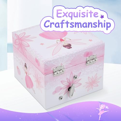 Musical Jewelry Box for Girls with Spinning Ballerina and Storage Drawer