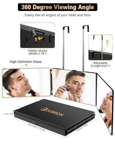 JUSRON 360 Viewing Angle Self Hair Cutting Mirror Shower
