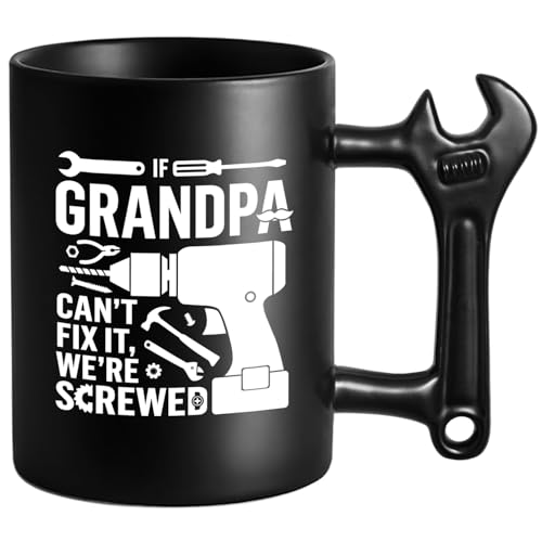 Black Grandpa Wrench Handle Coffee Mug - Funny Fathers Day Gift, Novelty Mechanic Tea Cup