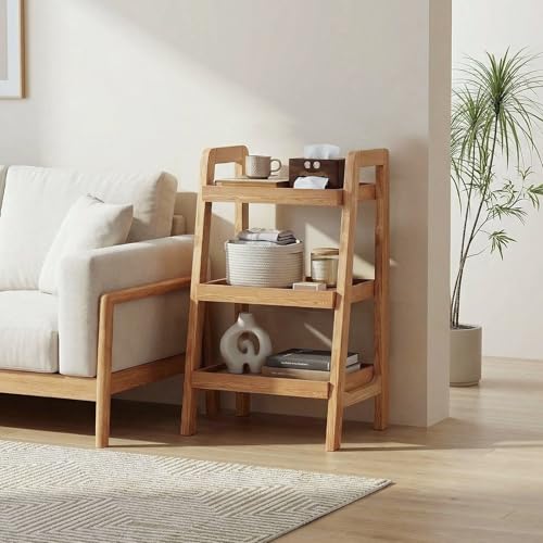 3-Tier Solid Wood Ladder Shelf – Space-Saving Open Bookcase Organizer