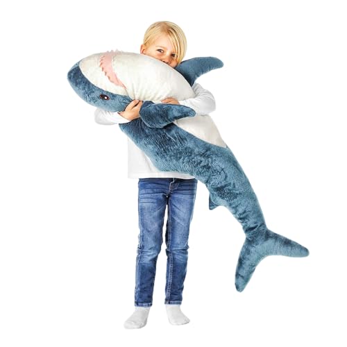 39-Inch Giant Shark Plush Toy, Soft Stuffed Animal Pillow Cushion