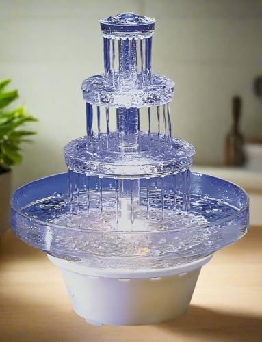 12.5" Lighted 3-Tier Wedding Cake Water Fountain Centerpiece - 10" Wide