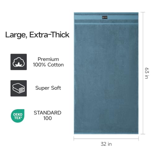 Blue 2 Pack Heavyweight 100% Cotton Bath Towels 32x63 Luxury Quick Dry