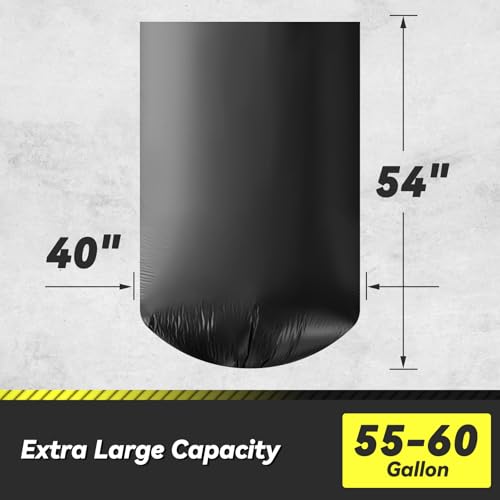 55-60 Gallon Commercial Trash Bags - 100 Pack Heavy Duty Can Liners