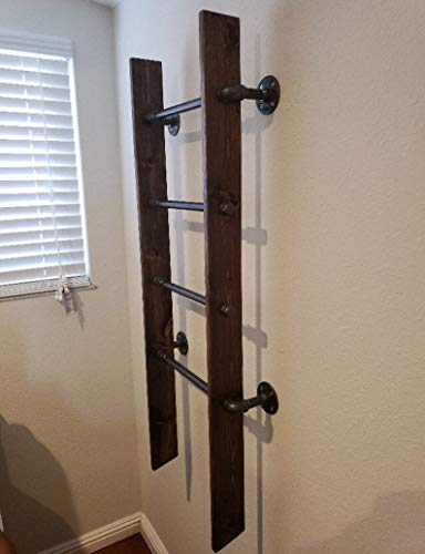 Rustic Industrial Pipe and Wood Blanket Ladder - 48-Inch Wall Mount