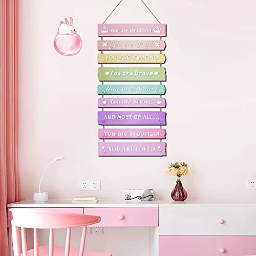 Inspirational Wooden Wall Art Hanging Plaque for Girls Bedroom Decor