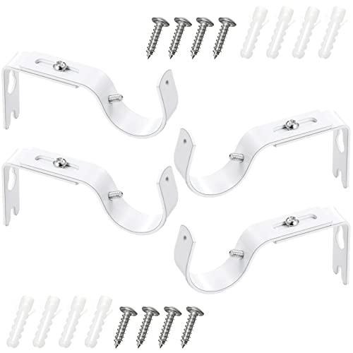 Adjustable Curtain Rod Brackets, 4-Piece Set for 3/4 to 1 Inch Rods