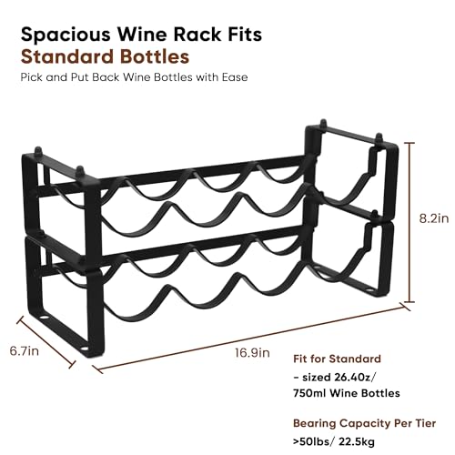 2-Tier Stackable Wine Rack for Countertop - Compact Metal Bottle Organizer