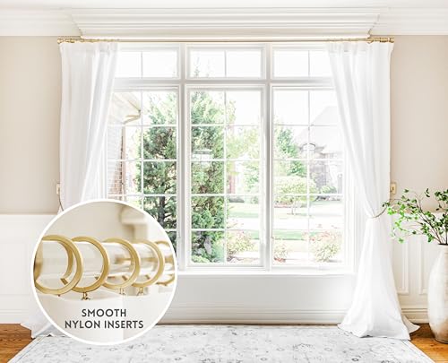 Brushed Gold Curtain Rings with Nylon Inserts - 1.5 Inch, 18-Pack