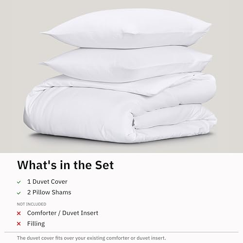 400 Thread Count 100% Cotton Sateen Full/Queen Duvet Cover Set, White
