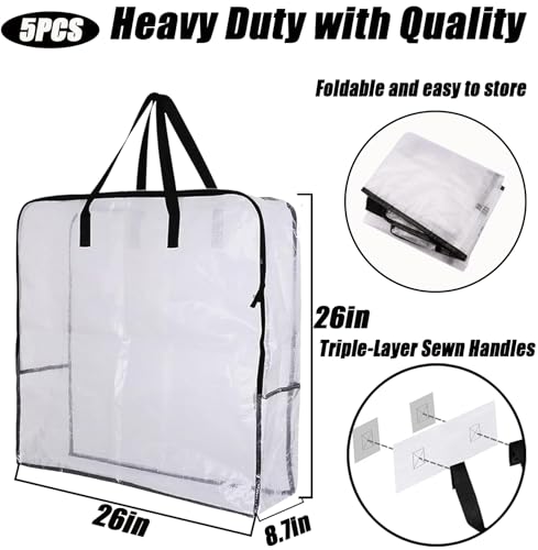 5-Pack Clear Wreath Storage Bag 30-Inch Holiday Garland Organizer