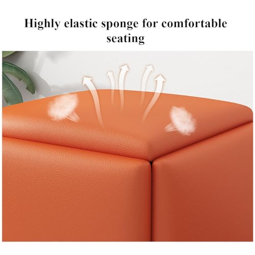 5-in-1 Nesting Cube Ottoman Stool with Swivel Casters, Faux Leather Seating