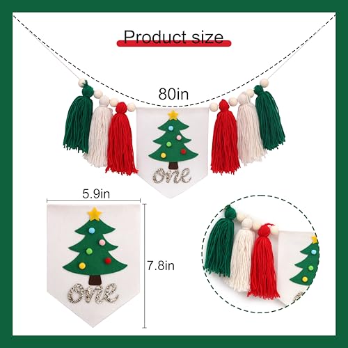 BASCT Christmas 1st Birthday High Chair Banner Tassel Garland - Winter Tree Theme