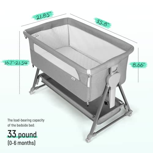 Adjustable Bedside Bassinet Sleeper with Mattress & Storage Basket