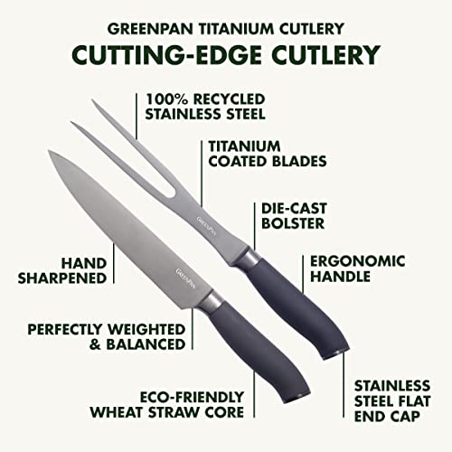 GreenPan Titanium 2-Piece Carving Knife Set - 8" Gray, Eco-Friendly Stainless Steel