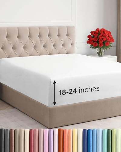 CGK Unlimited Extra Deep Queen Fitted Sheet - White 18" to 24" Pocket