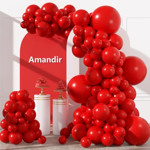 Amandir Red Balloon Arch Kit - 153pcs for Party & Event Decorations
